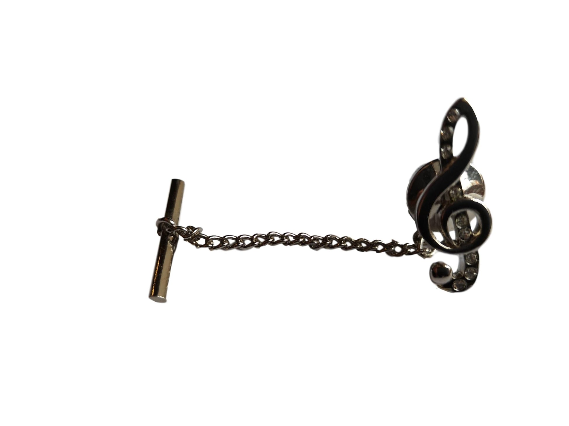 Treble Clef Silver-plated Tie Pin with Swarovski crystals image 0