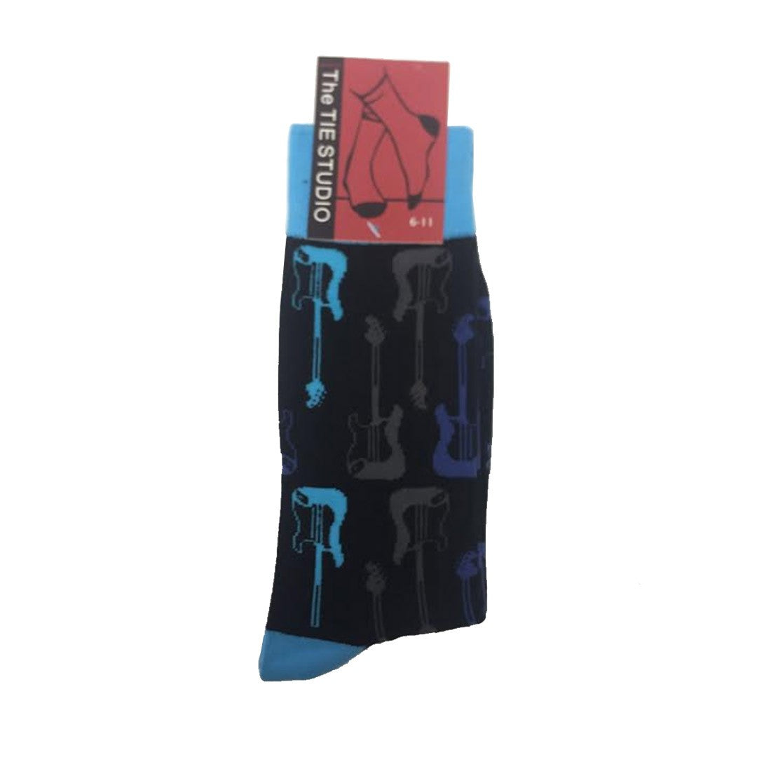 Electric Guitars Blue Music Unisex Novelty Ankle Socks Adult Size 6-11 image 1