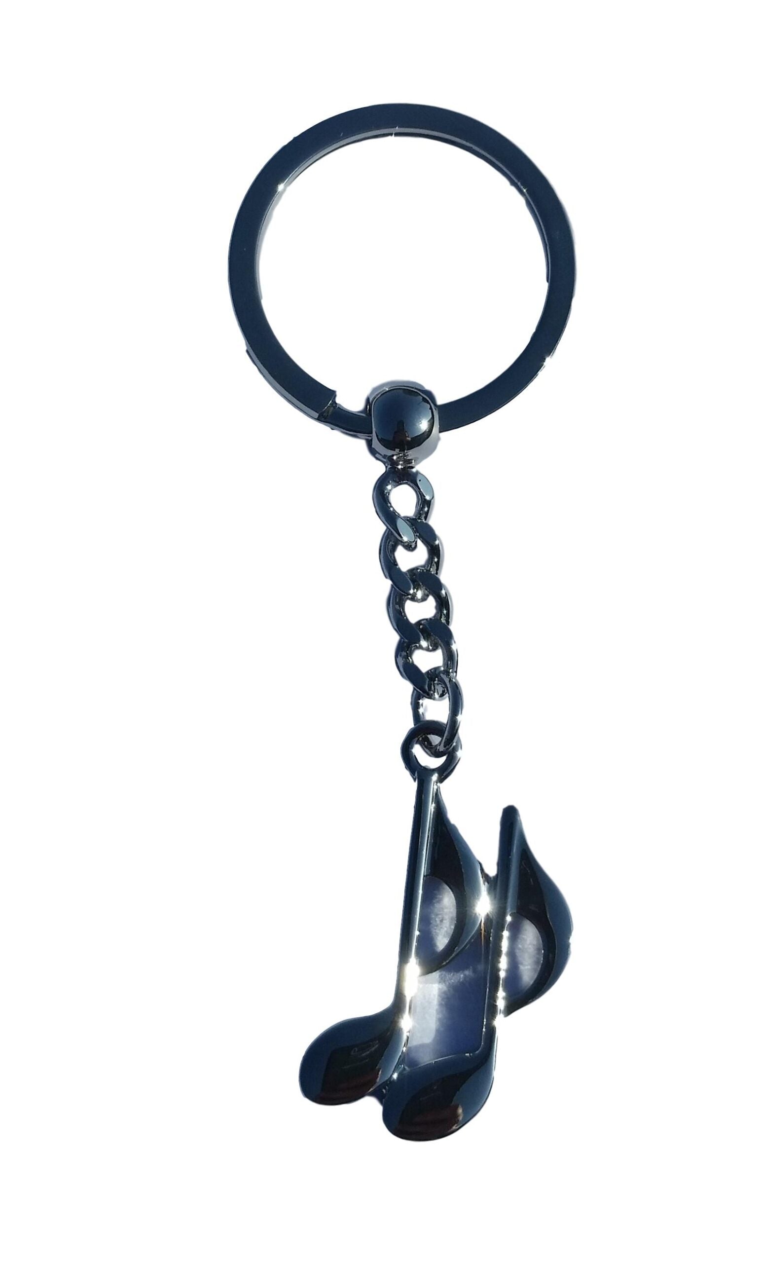 Quaver Music Notes highly polished silver-plated keyring with presentation gift box image 1