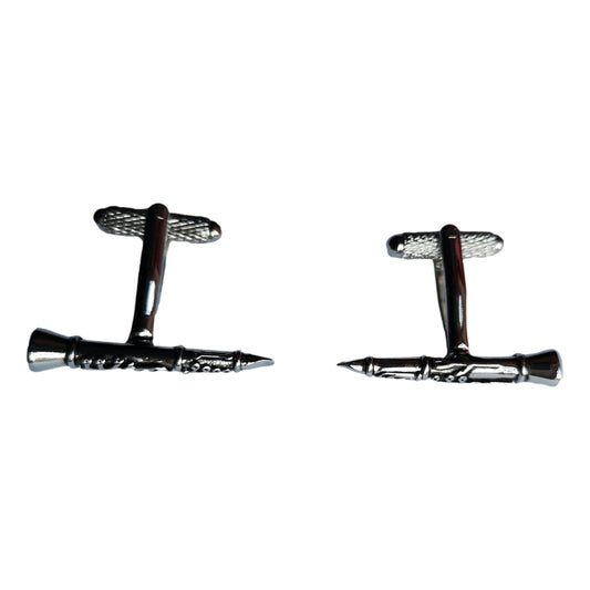 Clarinet silver-plated torpedo cufflinks in padded gift box image 0