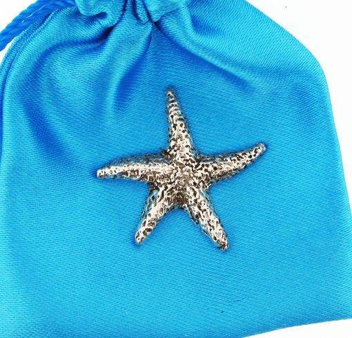 Starfish polished pewter metal lapel pin badge image 2