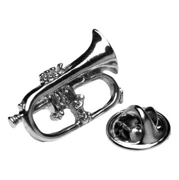 Polished Flugel Horn silver-plated pin badge gift musician conductor teacher student image 0