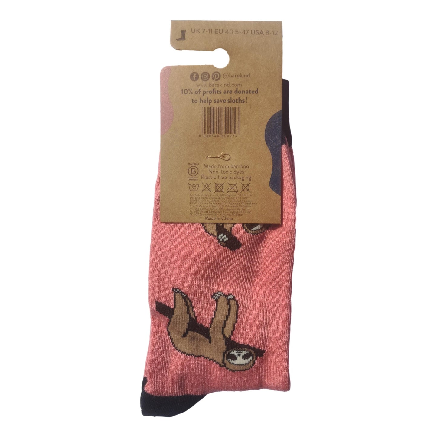Save The Sloths Pink Unisex Novelty Ankle Socks Adult Size 7-11 image 2