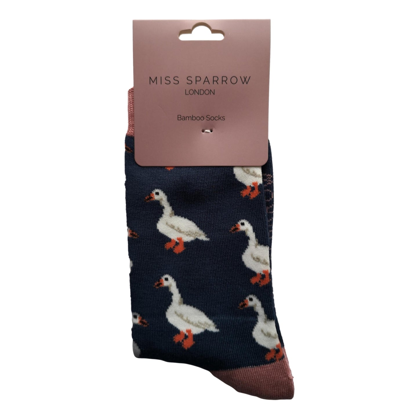 White Ducks on Navy Ladies Novelty Ankle Socks Adult One Size image 1
