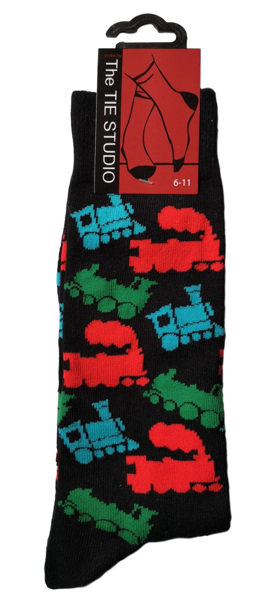 Coloured Steam Trains Unisex Novelty Ankle Adult UK Size 6-11 Socks image 0