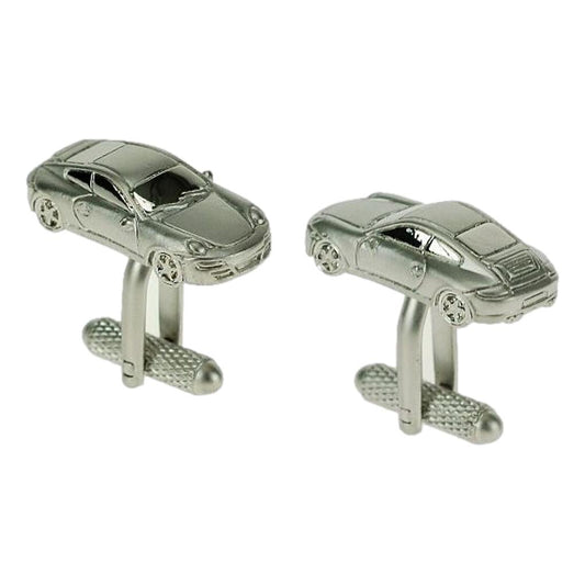 Sports car matt silver-plated torpedo cufflinks in padded gift box image 0