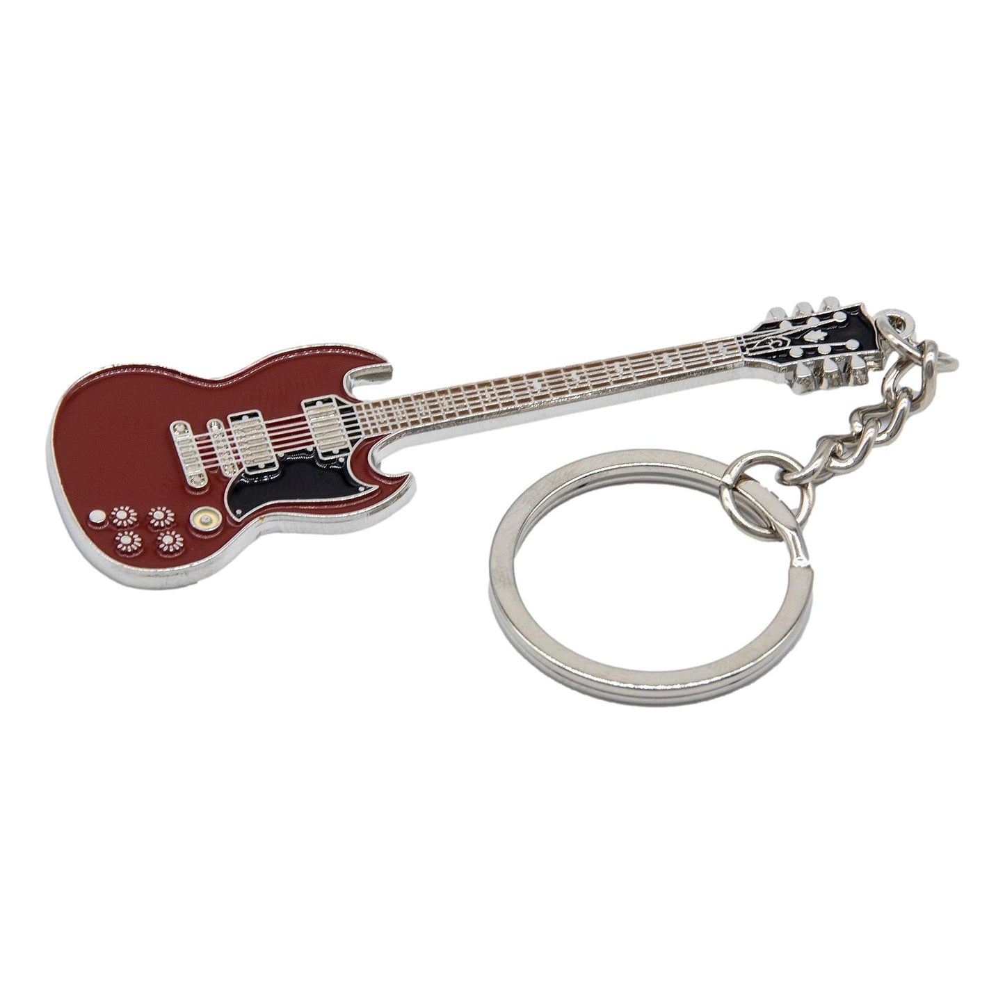 Angus Young (AC/DC) Replica Electric Guitar polished silver-plated keyring image 1