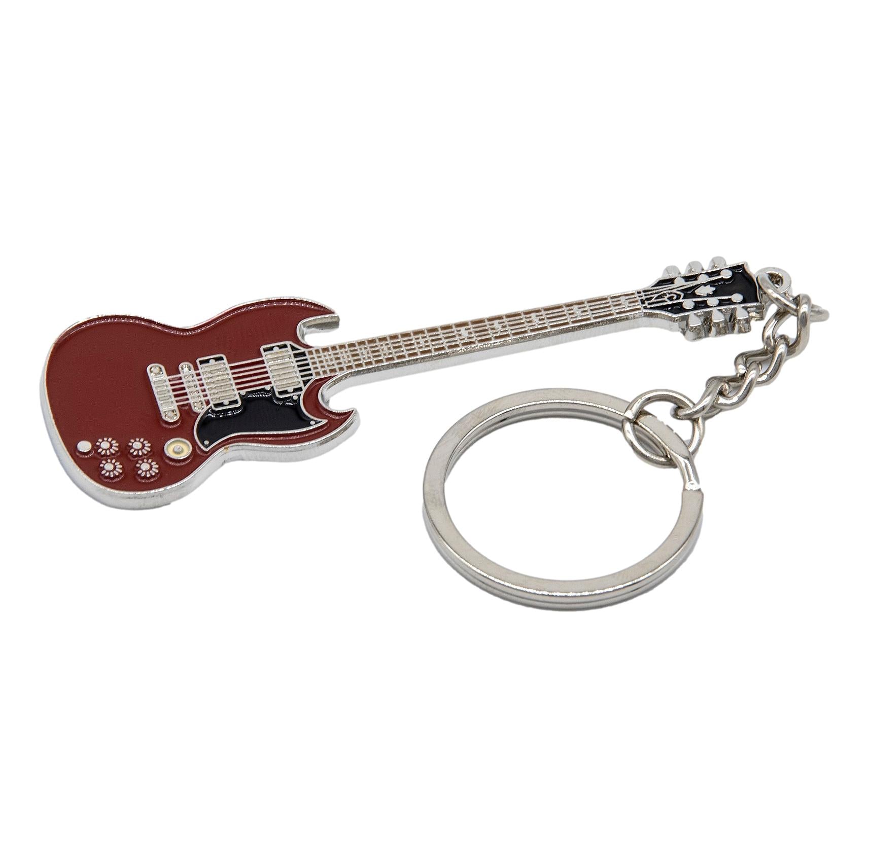 Angus Young (AC/DC) Replica Electric Guitar polished silver-plated keyring image 1