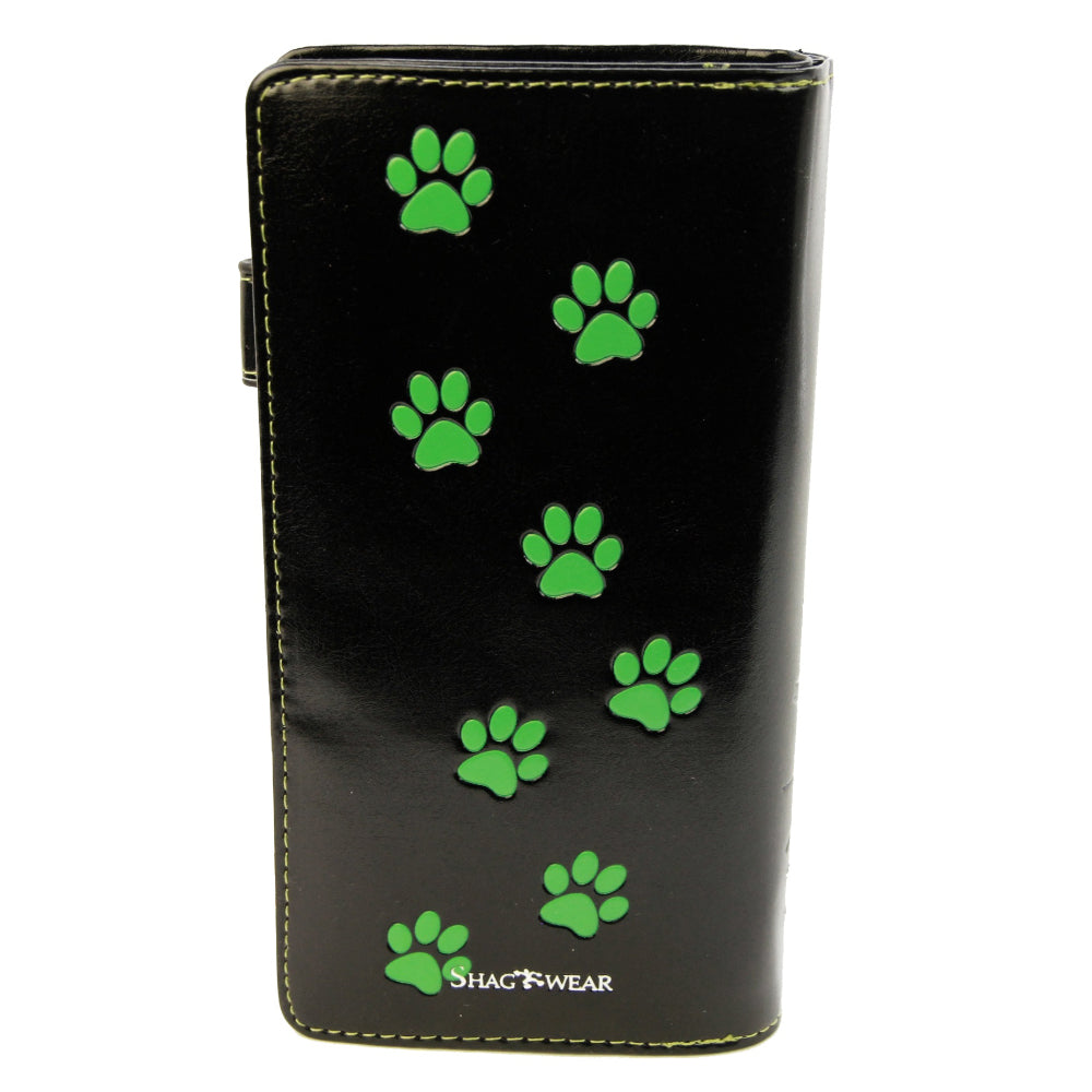 Cats Face Green Eyes And Paws Leatherette Young Ladies Zipper Purse Wallet image 4