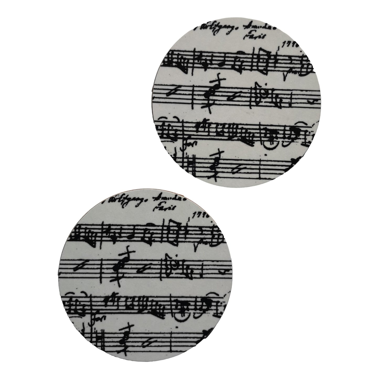 A pair of white Mozart Music Manuscript Mug Mats image 0