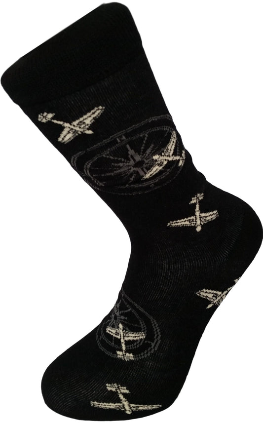 Aircraft Planes and Compass Unisex Novelty Ankle Socks Adult Size 6-11 image 0