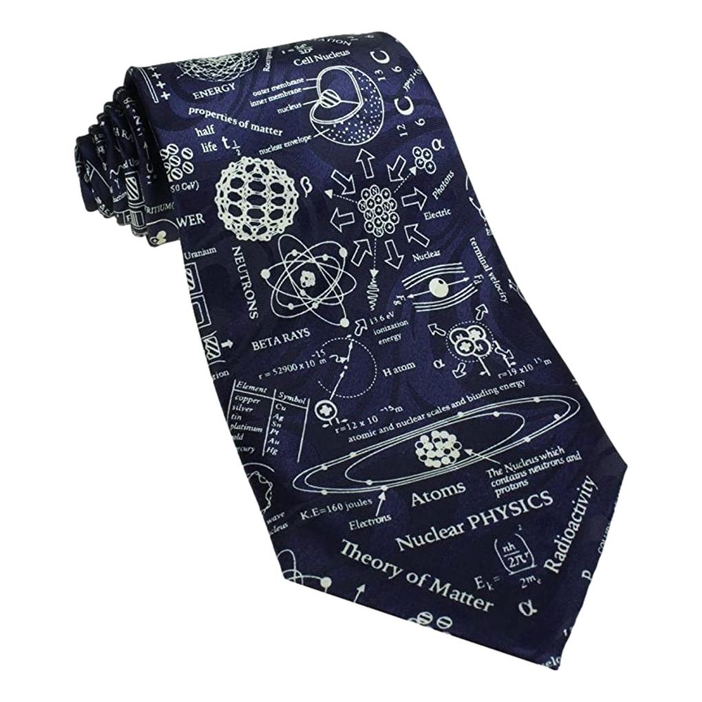 Nuclear Physics Scientist Teacher Student Polyester Tie sleeved with hook-Dark Navy image 2