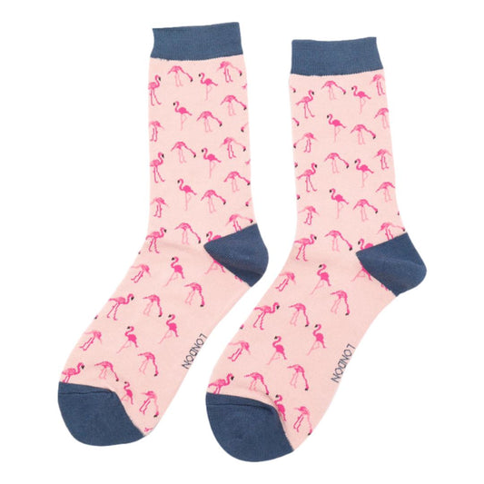 Pink Flamingos on Dusky Pink Womens Novelty Ankle Socks Adult One Size image 0