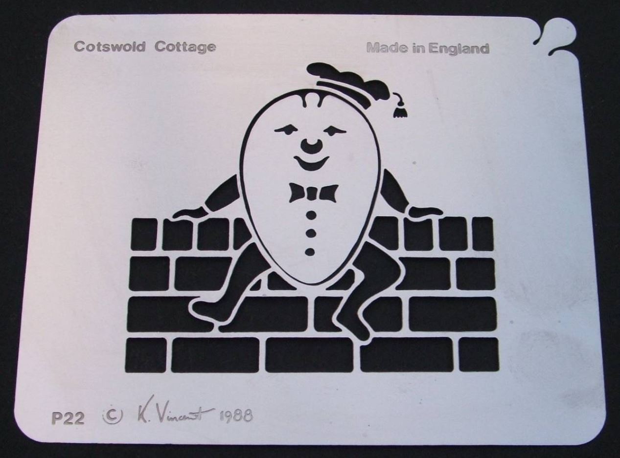 Stainless steel P22 Humpty Dumpty cake decorating / card making stencil image 0