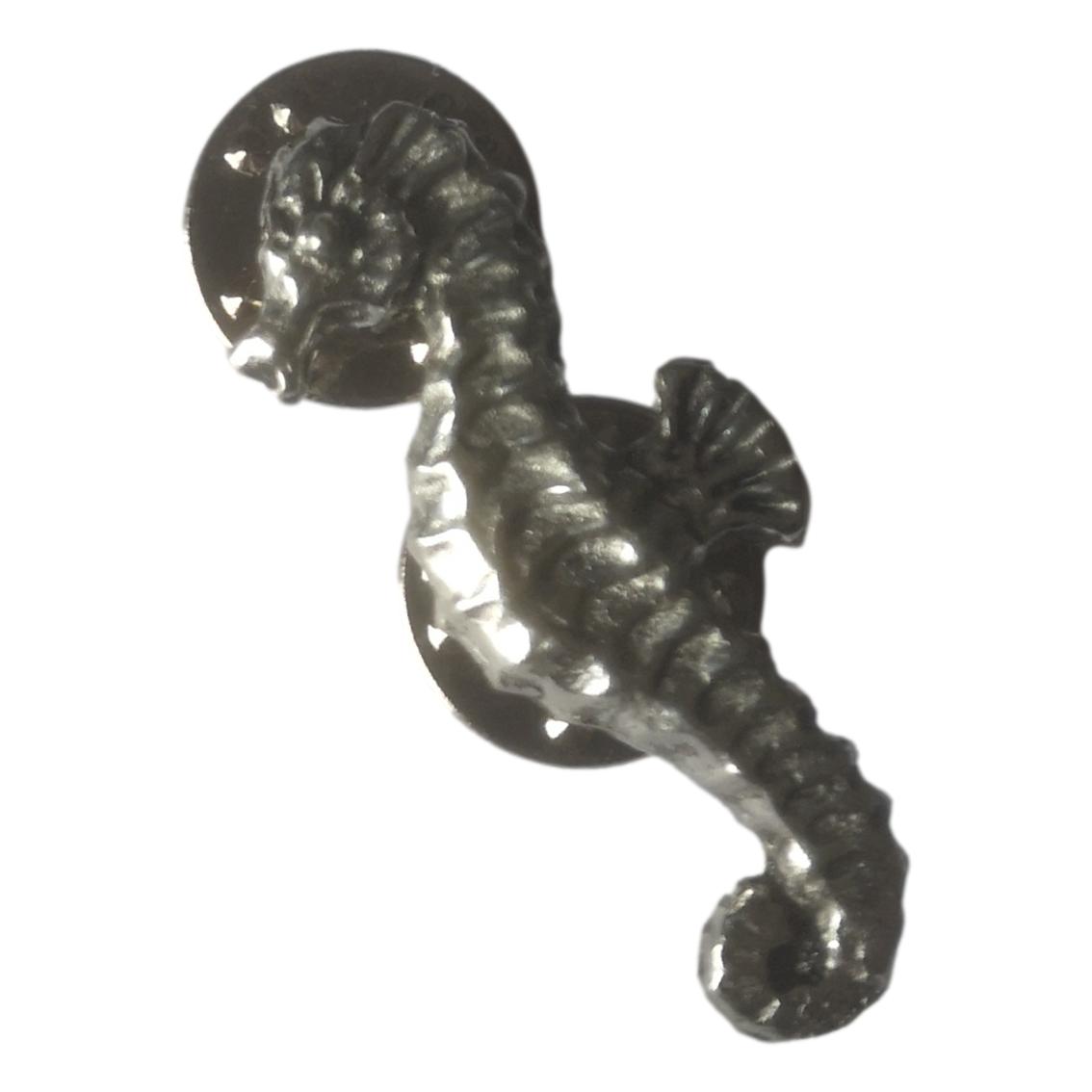 Seahorse polished pewter metal lapel pin badge image 1