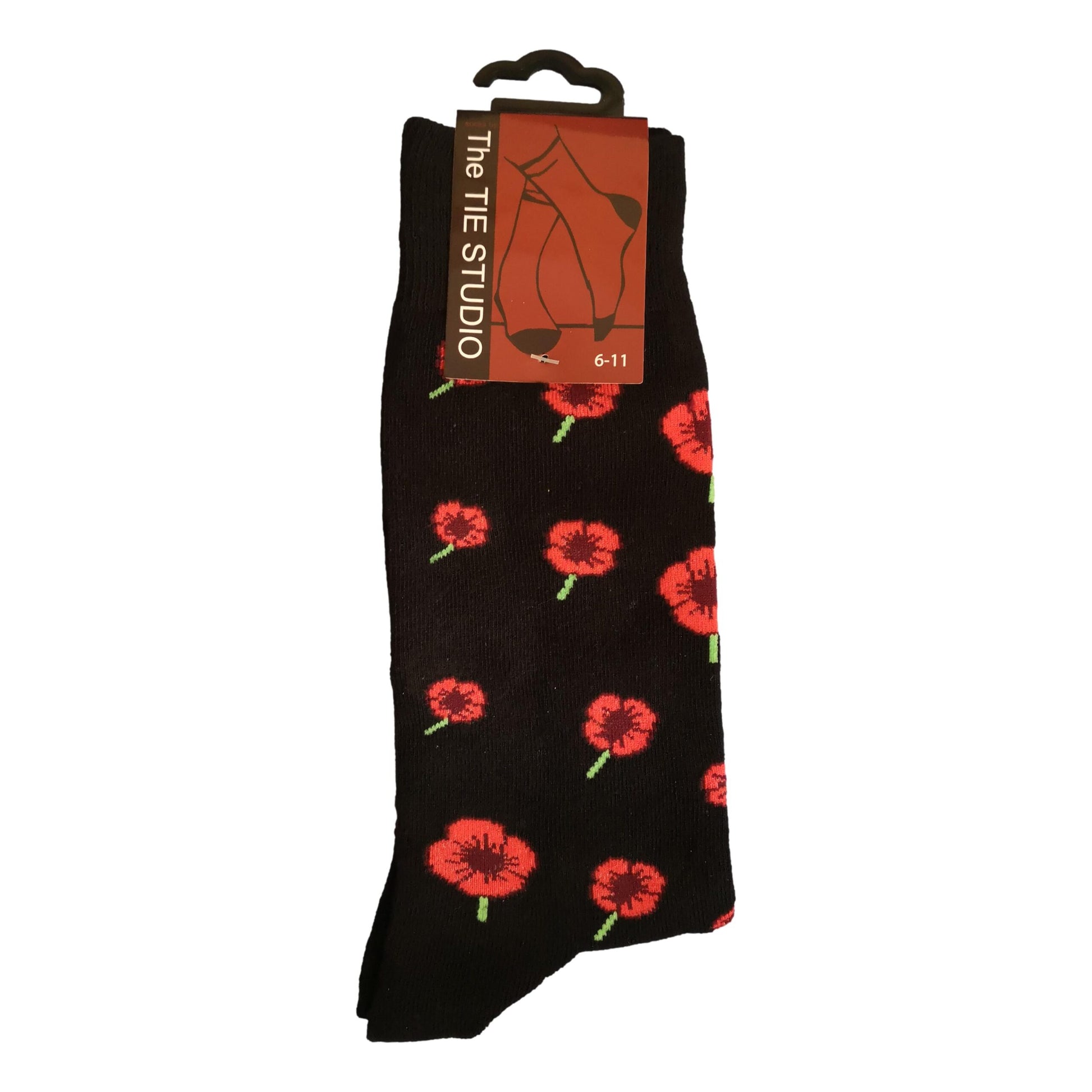 Red Poppies Rememberance Unisex Novelty Ankle Socks Adult Size 6-11 image 0