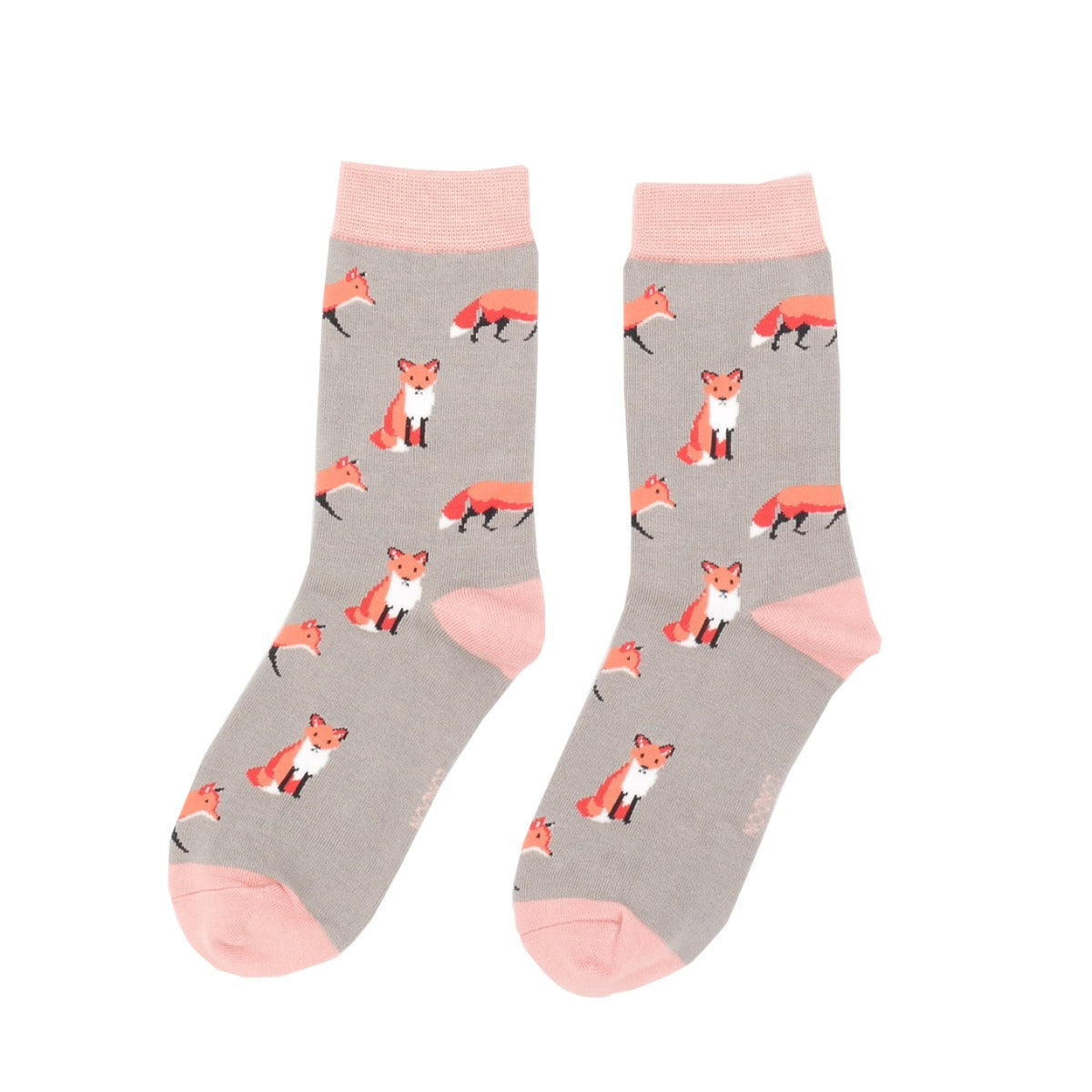 Foxes on Grey Womens Novelty Ankle Socks Adult One Size